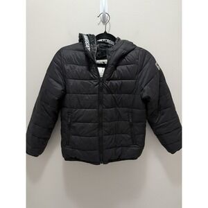 Abercrombie Kids Black Puffer Jacket Hooded Faux Fur Lined Coat Size 9/10